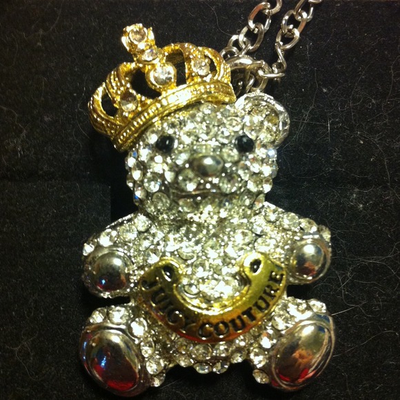 Authentic juicy couture rhinestone bear necklace