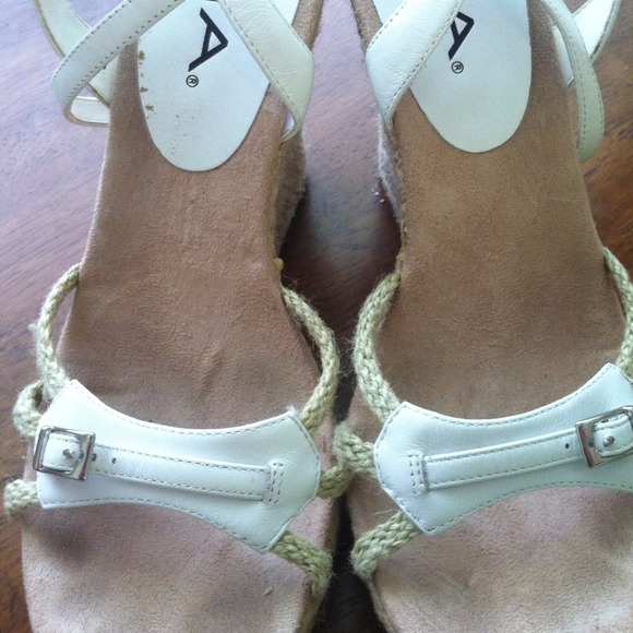 Mia white strap wedges