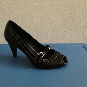 Peep toe Mary Jane inspired heels.