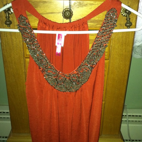 💖SOLD! in bundle💖Dressy orange and brown tank