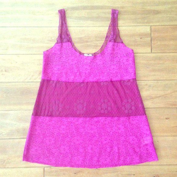 Free People Tops - *SOLD* Free People Purple Oversized Lace Tank Top