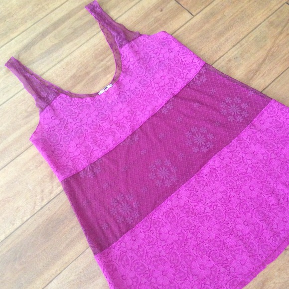 *SOLD* Free People Purple Oversized Lace Tank Top - Picture 2 of 3