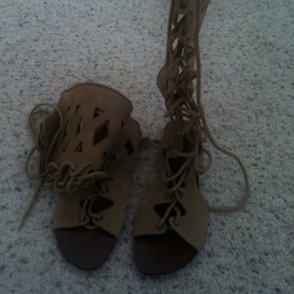 Free people knee high nude sandals