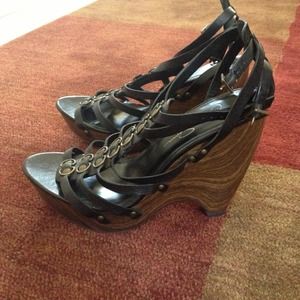 Black Jessica Simpson wedges size 9 like new..$40