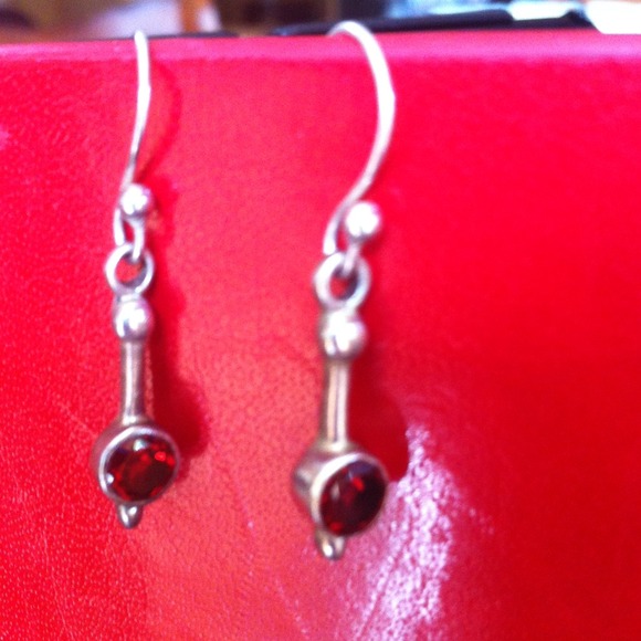 Sold in bundle. Silver and garnet earrings