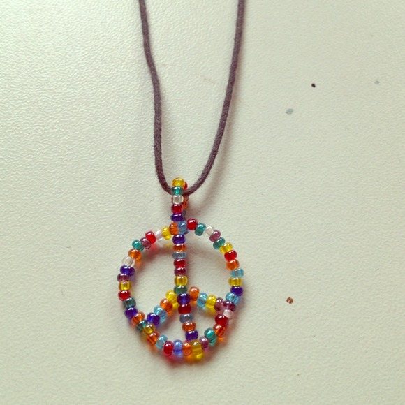 Beaded peace sign necklace