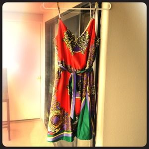 Gorgeous vibrant multi colored dress ties at waist