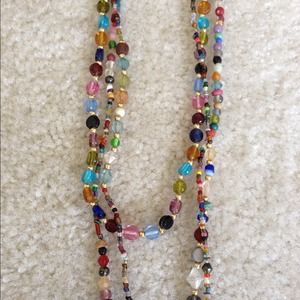 F21 Long Beaded Necklace, Multicolored