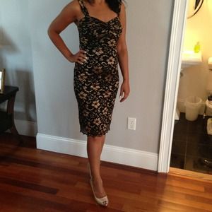 Gold and black lace dress