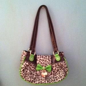 Cheetah print, green and black, purse