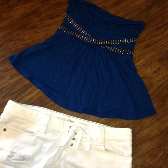 EXPRESS royal blue strapless top