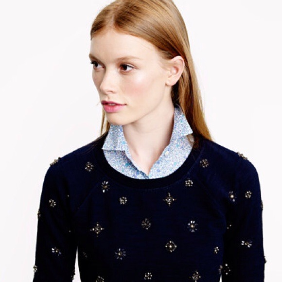 NWOT J.CREW navy jeweled sweatshirt