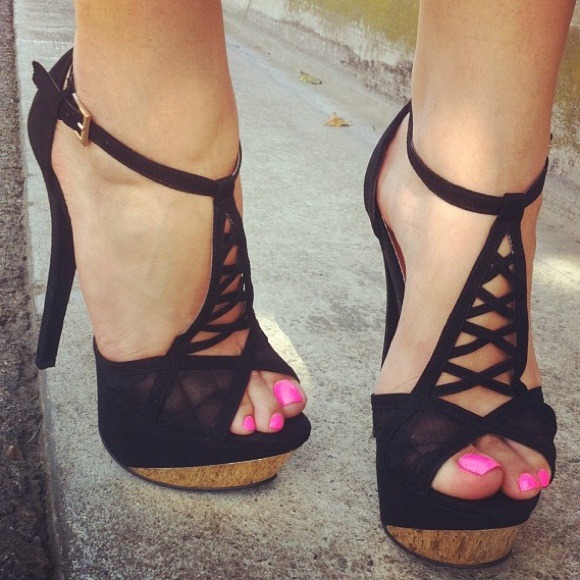 Black and gold heels