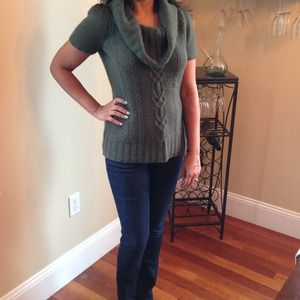 Green cowl neck sweater