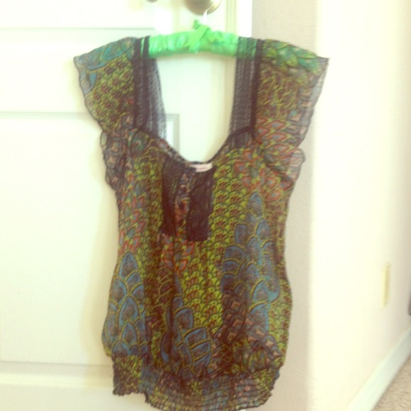 Sheer peacock inspired top