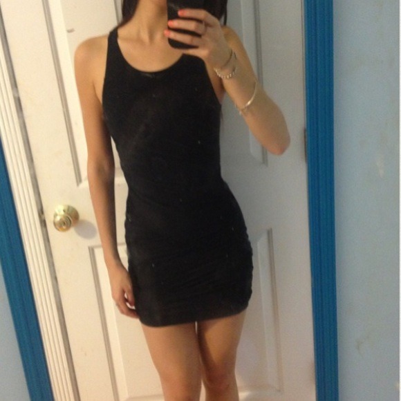 Nordstrom Back cut out black body con dress