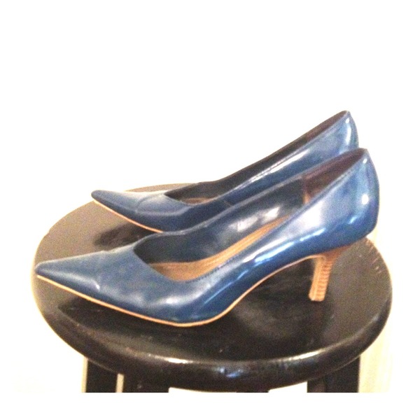 Predictions dusk blue pointed-toe kitten heel