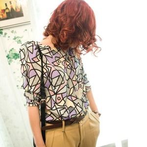 Geometric chiffon blouse.