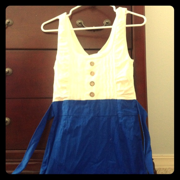 Blue and white dress