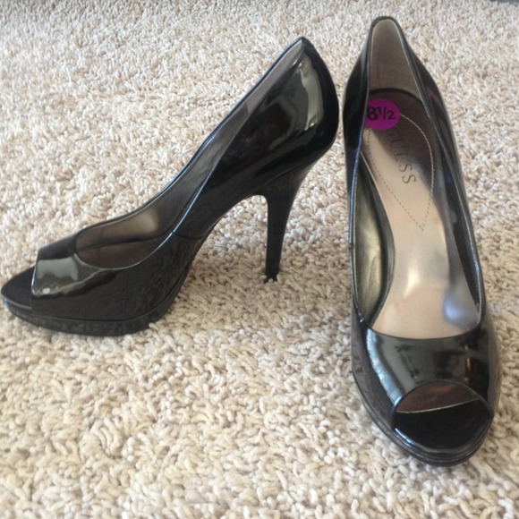 Patent leather open toe pumps
