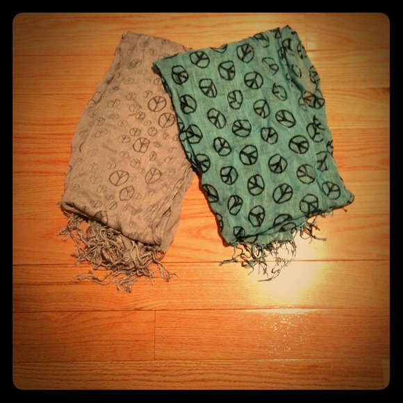 Sold!! Two cute peace scarves: blue and gray