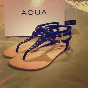 Aqua studded sandals