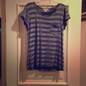 Sparkly grey stripes pocket shirt