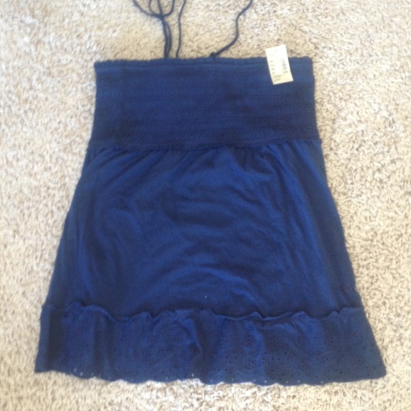 Navy blue tube top halter