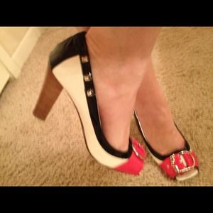 Reserved-Naughty Monkey heels- black, white,pink