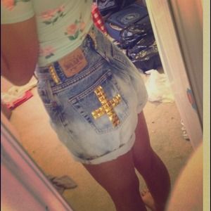 ON HOLD Gold studded high waisted shorts