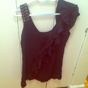 Black blouse with Sequin Shoulder Strap