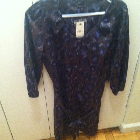Blue and brown animal print jumper