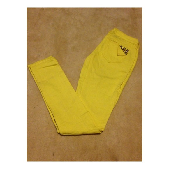 Yellow Studded Skinny Jeans