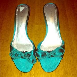 Bandolino Teal Satin Mule Shoes