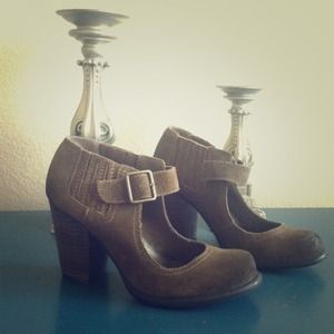 Brown distressed Mary Janes