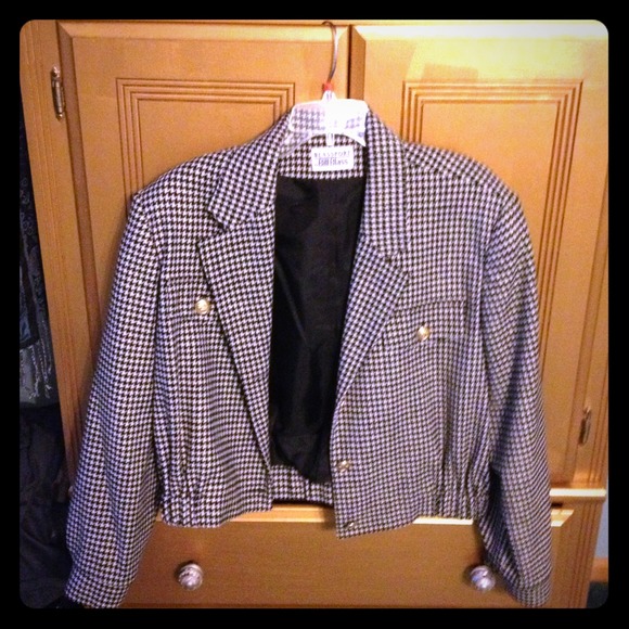 Black and white houndstooth jacket wool - Picture 1 of 1