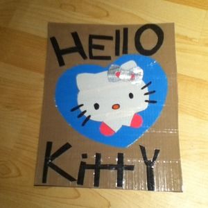Duck tape painting hello kitty