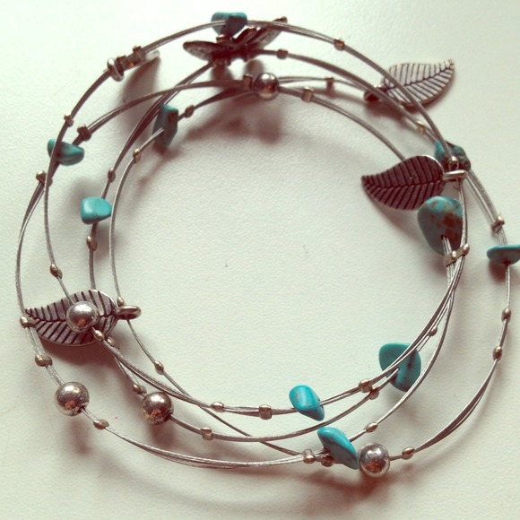 Turquoise stone leaf bracelets