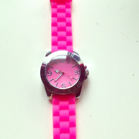 Hot pink rubber watch