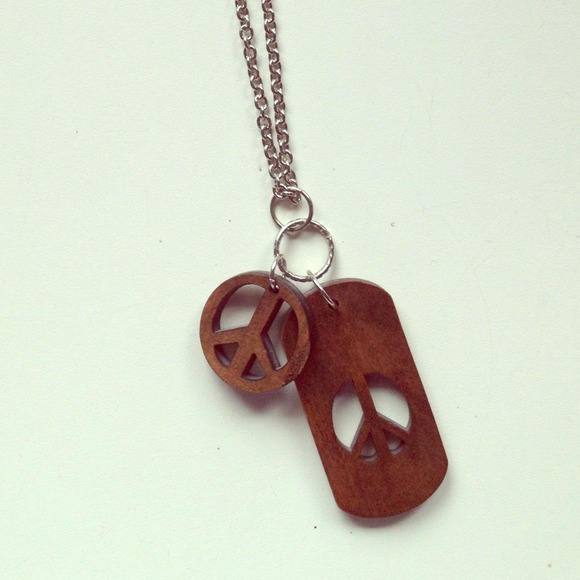 Wooden peace sign necklace