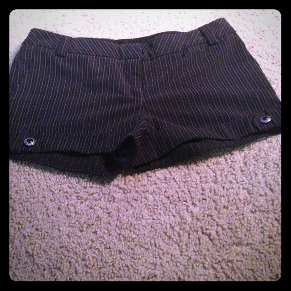 Black pinstripe shorts