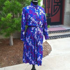 Vintage Blue Floral Dress Vintage Blue Floral Dress