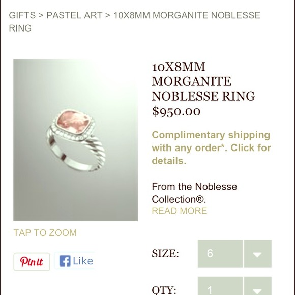 Sold ⛔⛔David Yurman morganite noblesse ring