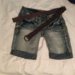 Faded long shorts and belt