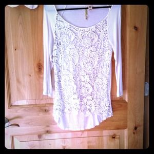 🔴SOLD tan lace shirt