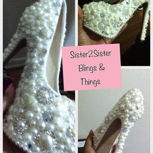 Beautiful pearl and rhinestone wedding shoes