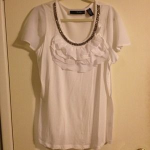 Cotton white top with sheer sleeves NWOT