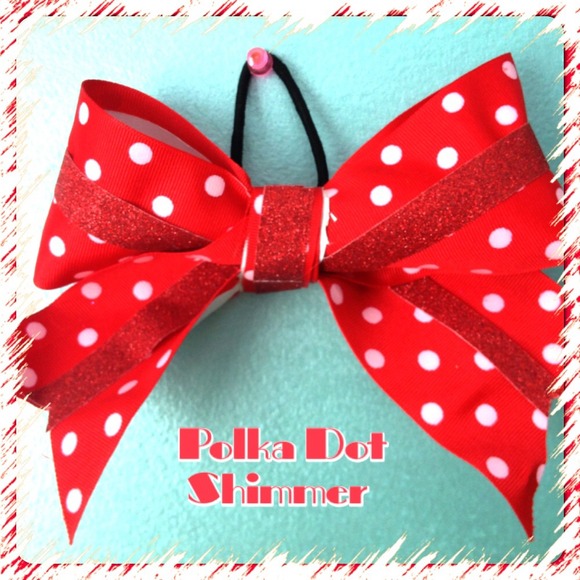 Polka Dot Shimmer Cheer Bow