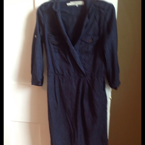 Navy Blue cotton structured shirt dress