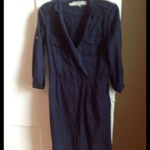 Navy Blue cotton structured shirt dress